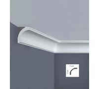 Cornice Decorativa per Soffitti e Pareti in Polistirolo Estruso 7x7 cm, Lunghezza 2 Metri, Bianca, Leggera, Stile Moderno Liscio, Facile da Montare, per Interni, Controsoffitti e Decorazione Muri