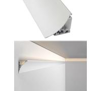 Cornice Decorativa per soffitto, Cornice Decorativa in Alluminio con Canale diffusore LED, Binario per Strisce LED a Illuminazione indiretta per pareti e soffitti, Profilo Decorativo a LED,