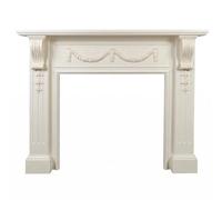 Cornice del camino Cornice for camino in legno di betulla bianco sporco, cornice decorata neoclassica