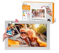 Cornice Digitale 10 Pollici WiFi - Schermo IPS HD 1280x800 - Portafoto Digitale Frameo Denver per Foto e Video - Cornice Elettronica Touchscreen Smart - 16GB Memoria - Slot microSD - Bianca