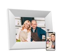 Cornice Digitale 8 pollici, BWJBSW WiFi Smart Cloud Cornici Elettronica in Legno, HD IPS Schermo Touch da 1280x800, 16GB di Memoria, Auto Rotazione, Condividi Foto e Video con la Famiglia e Amico