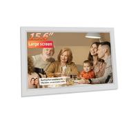 Cornice Digitale Da 15,6 Pollici, Intelligente WiFi, 32 GB Di Spazio Archiviazione, Schermo Grande Touch IPS FHD, Rotazione Automatica Schermo Ad Alta Definizione(15.6inch-White)