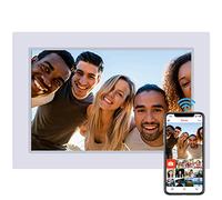 Cornice digitale WiFi da 10,1 pollici, 1920 x 1200 IPS touch screen HD, cornice digitale intelligente con memoria da 16 GB, rotazione automatica, condividi foto e video tramite l'app Frameo (bianco)