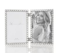 Cornice doppia scintillante in metallo argentato 4x6 - Brillantezza trasparente