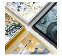 Cornice esterna in alluminio fai-da-te adatta per tele da 30x40, 40x50, 40x60 cm, colore nero e oro, adatta per dipinti ad olio, stampe d'arte, opere d'arte, applicabile per paesaggi, ritratti, decora