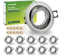 Cornice Faretto LED Incasso GU10, Orientabili a 30°, Portafaretto da Incasso Rotondo, incl.Portalampada GU10 per Lampade LED o alogene, Foro di montaggio Ø68-75mm, Set da 10