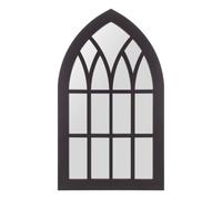 Cornice Finestra Gotica ad Arco, Decorazione Murale Castello nero | Legno e Materiali Misti, Finitura Opaca Rustica, per Pareti in Intonaco o Cemento