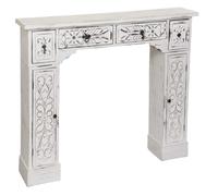 CORNICE FINTO CAMINO CAMINETTO LEGNO 2 ANTE 3 CASSETTI BIANCO ANTICATO 1202395