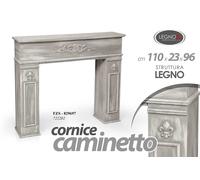 CORNICE FINTO CAMINO DECORATIVA CAMINETTO GRIGIO ANTICATO GIGLIO 11023h96 cm