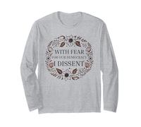 Cornice floreale con scritta "With Fear For Our Democracy I Dissent uomini" Maglia a Manica