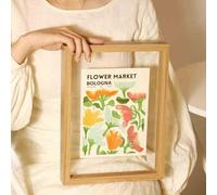 Cornice for foto, cornice galleggiante in doppio vetro, dimensioni multiple multicolori su entrambi i lati(Walnut,Square [20 * 20cm])