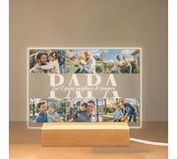 Cornice Foto Collage Personalizzata con Luce Notturna,Targa Acrilica Personalizzata con Foto per la Festa del Papà, Compleanno per Donna,papa,Uomo,Mamma,Bambino,Bambini
