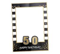 Cornice Fotografica di Compleanno Glitter Oro per Selfie, Carta Bianca | Accessorio per Feste e Riunioni Familiari, per Foto di Gruppo e Selfie, Design Allegro