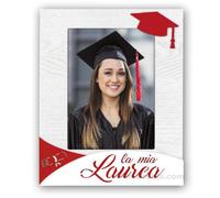 Cornice fotografica per festa di Laurea 13x18 portafoto modello Ateneo bianco e rosso