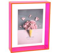 Cornice galleggiante 8 x 10 in acrilico al neon per montaggio a parete da tavolo da tavolo cornice decorativa moderna colorata per galleria casa ufficio, rosa neon