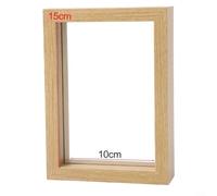 Cornice galleggiante a due pannelli in vetro per una presentazione visiva bilanciata, supporta verticale per montaggio a parete e tavolo orizzontale (legno)