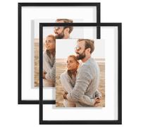 Cornice galleggiante Americanflat in alluminio 8x10 con vetro infrangibile - Set da 2 - Utilizzabile come cornice 8x10 o cornice per foto 5x7 - C