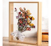 Cornice galleggiante in rovere chiaro, 20,3 x 25,4 cm, cornice portafoto in legno con fiori secchi, espositore decorativo galleggiante