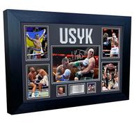 Cornice grande formato A3 + Oleksandr Usyk con logo Undisputed World Cruiserweight Champion dei pesi massimi autografata e autografata (supporto nero)