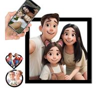 Cornice in legno 3D personalizzata in stile cartone animato personalizzato animazione ritratto personalizzato cornice per parete coppia anniversario famiglia art decor quadrato regalo