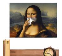 Cornice in legno - Dipinto Lisa | Arte incorniciata - Decorazione da parete con cornice in legno intrecciata umoristica che imita il dipinto classico della Gioconda Pezzo unico di arredamento pe