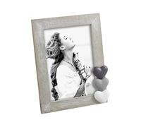 Cornice in Legno Mascagni Casa 13x18 cm Bianca o Grigia con Cuori a Rilievo Portafoto Bianco o Grigio Idea Regalo Romantica per San Valentino, Anniversari, Mamma, Amica, Fidanzata (Grigia)