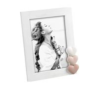 Cornice in Legno Mascagni Casa 13x18 cm Bianca o Grigia con Cuori a Rilievo Portafoto Bianco o Grigio Idea Regalo Romantica per San Valentino, Anniversari, Mamma, Amica, Fidanzata (Bianca)