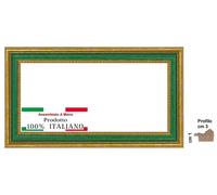 Cornice in legno, oro e verde, spes. cm 3 per stampe, poster, foto, attestati.