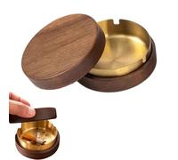 Cornice in legno per esterni, posacenere per esterni, spessore 90 mm, in legno di noce con coperchio,Rivestimento interno in acciaio inox estraibile,Adatto per auto, ufficio e soggiorno