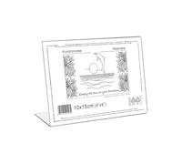 Cornice in Plexiglass da Tavolo - Porta Menu Trasparente - Portafoto da Tavolo - Espositore Pubblicitario - Espositore per Brochure, Depliant, Volantini (Trasparente, 10X15 cm Orizzontale)
