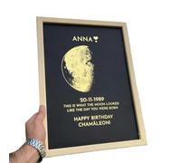 Cornice lunare in legno personalizzata, cornice con fasi lunari personalizzate, stampa con fasi lunari personalizzate, decorazione per la casa, mamma, papà, nonna, per la famiglia (A3)