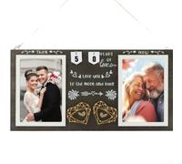 Cornice MDF 15.7x7.8 Pollici per Due Foto 4x6 Cornice MDF 15.7x7.8 | Design per then & now, numeri 0-9 inclusi, celebra 1-99 anni, protettivo, MDF nero