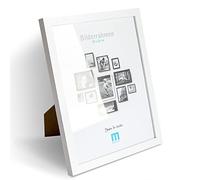 Cornice moderna in MDF bianco per piccole foto e immagini da 20 x 25 cm, con protezione in vetro acrilico, adatta come supporto da tavolo e da parete, in formato verticale o orizzontale.