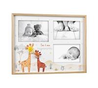 Cornice Multipla in Legno Mascagni Casa 3 Foto 10x15 - Portafoto con Giraffe e Scritta "Sei il Mio Supereroe" - Cornice da Parete per Cameretta Bambini, Battesimi, Nascite, Primo Compleanno