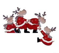 Cornice natalizia in legno con Babbo Natale e alce, decorazione festiva da appendere per casa vacanza e ingresso (A)