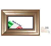 Cornice oro rigo interno nero in legno per stampe,foto,attestati. Spess. cm 5,5