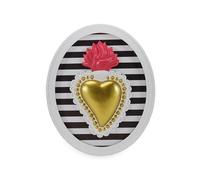 Cornice ovale bianca con cuore oro 22x18 cm