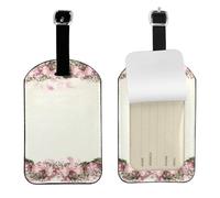 Cornice ovale vintage con rose rosa,Etichette per bagagli in pelle PU, etichette per bagagli resistenti da viaggio, 2 pezzi