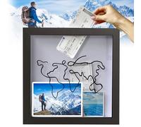 Cornice per archivio avventura di grandi dimensioni, 30 cm, scatola dei ricordi da viaggio nera per la raccolta di biglietti, cornice in legno per biglietti da viaggio, cornice per film, sport e vari