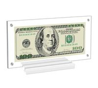 Cornice per banconote da un dollaro, porta banconote da un dollaro con base a due scomparti, cornice protettiva trasparente bifacciale per francobolli, espositore in acrilico per collezione di valuta
