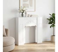 vidaXL Cornice per camino, 93 x 20 x 89 cm, colore bianco lucido, decorazione per la casa moderna a forma di U, per soggiorno, camera da letto, corridoio, elegante copertura per camino, elemento