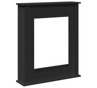 Cornice per camino in legno nero, 75 x 20 x 87,5 cm, per camino elettrico con ripiano e supporto da parete, per soggiorno e terrazza