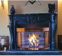 Cornice per Camino in Marmo Nero Decoro arredo Classico Stile Luigi XVI L.150cm