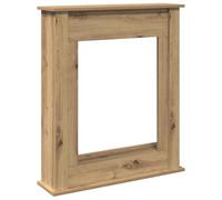 Cornice per camino in rovere Artisan, 75 x 20 x 87,5 cm, per camino elettrico con ripiano e supporto da parete, accessorio decorativo per soggiorno e terrazza