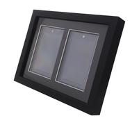 Cornice per Collezioni a Parete, 2 Scomparti, Legno Nero | Finestra Trasparente con Protezione Uv, Barriera Contro L'umidità, per Collezionisti e Negozi