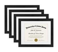 Cornice per diploma Americanflat 11x14 con vetro infrangibile - Set da 4 - Utilizzabile come cornice 8,5x11 con passepartout o come cornice 11x14