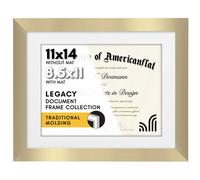 Cornice per diploma Americanflat 11x14 con vetro infrangibile - Utilizzabile come cornice 8,5x11 con passepartout o come cornice 11x14 senza pass