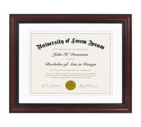 Cornice per diploma Americanflat Ornate 11x14 in mogano - Cornice per certificati con doppio passepartout bianco per esporre diplomi 8,5x11 o da