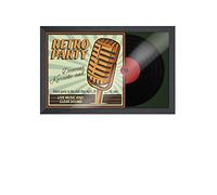 Cornice per dischi in vinile VARIO36, laccata nera opaca, 32 x 48 cm, per dischi in vinile e copertina, cornice con sfondo passepartout in verde scuro e verde