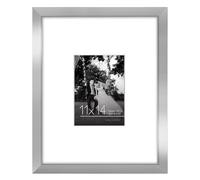 Cornice per foto Americanflat 11x14 in argento - Utilizzabile come cornice 5x7 con passepartout o cornice 11x14 senza passepartout - Legno ingegn